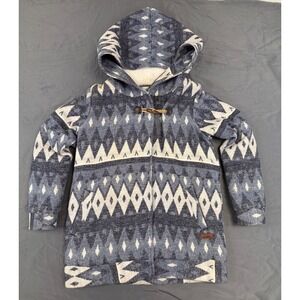 Sample Roxy Womens M Blue Geometric Southwestern Sherpa Lined Toggle Jacket
